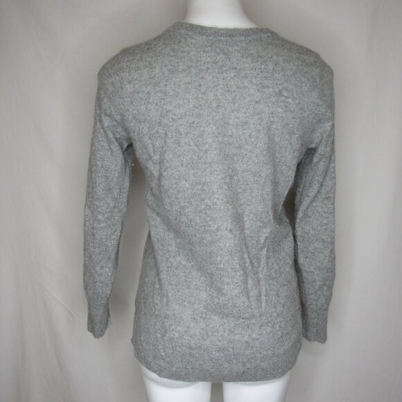 Halogen Gray 100% Cashmere High Low Crew Neck Sweater Women's PM Petite Medium - Picture 3 of 9
